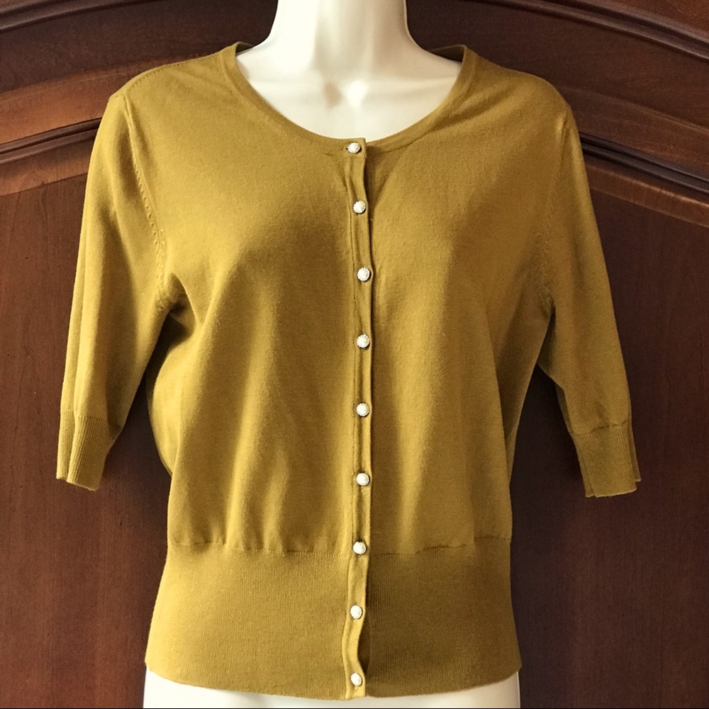 Audrey & Grace Camel / Tan Cardigan With Pearl Buttons in Size Medium
